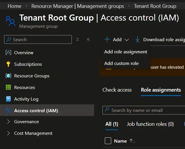 Navigate to subscription IAM